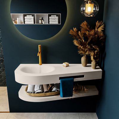 MONDIAZ RIVA 120cm Wastafel met planchet kleur Linen. Wastafel DULCET links 1 kraangaten kleur Linen. MONDIAZ RIVA 120cm Wastafel met planchet kleur Linen. Wastafel DULCET links 1 kraangaten kleur Linen.