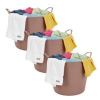 Excellent houseware flexibele wasmand - 3x - oudroze - 27 liter - kunststof - 42 x 40 x 35 cm