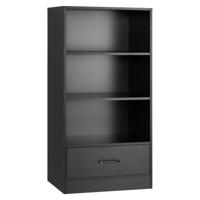 Boekenrek met Laden 120 cm 4 Etages van Hout Staand Rek Zwart
