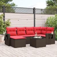 7-delige tuinbankset met kussens, bruin polyrotan