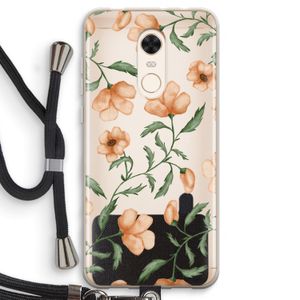 Peachy flowers: Xiaomi Redmi 5 Transparant Hoesje met koord