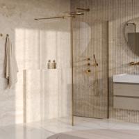Brauer Oblivion - Inloopdouche - Helder Glas - 110 x 200 cm - met Zijwand 40 cm - incl. Glascoating - PVD Goud Geborsteld