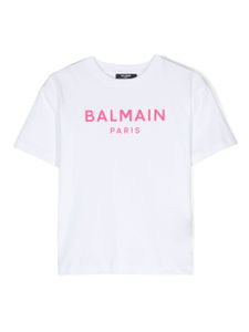 Balmain Kids t-shirt en coton à logo embossé - Blanc