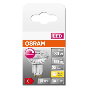 OSRAM 4058075433663 LED-lamp Energielabel F (A - G) GU10 Reflector 7 W = 80 W Warmwit (Ø x l) 50 mm x 52 mm 1 stuk(s)