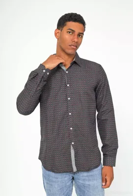 Yves Enzo- Heren Italiaans Overhemd - Strijkvrij - Print Yves Enzo- Heren Italiaans Overhemd - Strijkvrij - Print