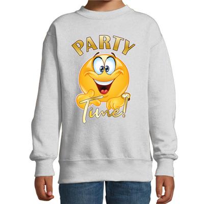 Verkleed sweater voor kinderen - party time emoji - grijs - themafeesten/Carnaval