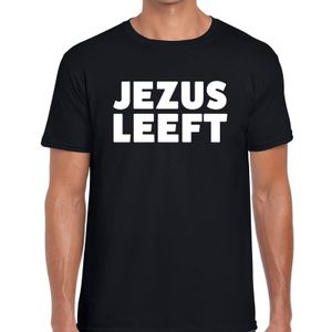 Jezus leeft tekst t-shirt zwart heren