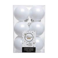 Kerstballen Decoris 12 Stuks Wit Plastic Ø 6 cm - thumbnail