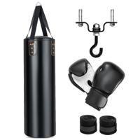 4 in 1 Bokszakset Hangende Bokszakset met 12OZ Bokshandschoen Handbandage Hangende Kettingen Dubbele Naad voor Kickboksen Boksen
