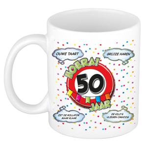 Verjaardag cadeau mok 50 jaar - wit - ouwe taart - 300 ml - keramiek - Sarah