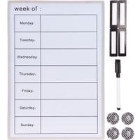 Magnetisch whiteboard/weekplanner met stift en magneetjes 40 x 28 x 1 cm. - thumbnail