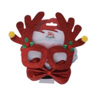 Rode kerst feestbril met vlinderstrikje 17 cm Kerstaccessoires