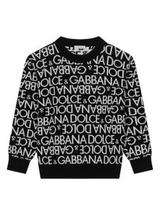 Dolce & Gabbana Kids pull à logo en jacquard - Noir