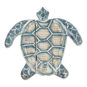 Houten Schildpad Blauw Kapstok (20 x 20 cm)