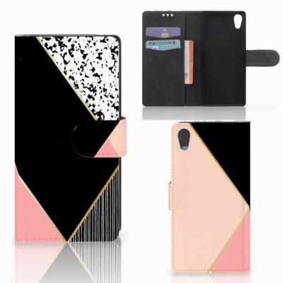 Sony Xperia XA1 | Book Case | Zwart Roze Vormen