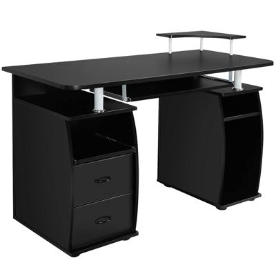 Computertafel Bureau Kantoortafel Werktafel PC-Tafel met Toetsenbordlade Laden Printerplank 120 x 55 x 85cm - Zwart