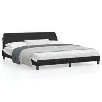 Bedframe met hoofdbord kunstleer zwart en wit 180x200 cm