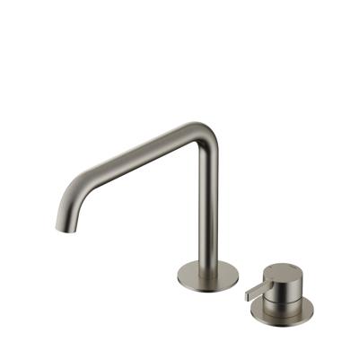 Wastafel Mengkraan Hotbath ace 2-gats Met draaibare uitloop 20 cm Geborsteld Nikkel