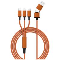 Smrter USB-laadkabel USB 2.0 Apple Lightning stekker, USB-A stekker, USB-C stekker, USB-micro-B stekker 1.20 m Oranje Met OTG-functie, Stoffen mantel