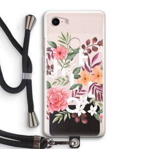 Hello in flowers: Pixel 3 Transparant Hoesje met koord