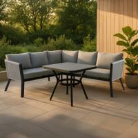 Nohr Loungeset 'Sauel' Met hoekbank en tafel, kleur Grijs/Zwart