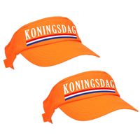 4x stuks oranje Koningsdag zonneklep met Nederlandse vlag voor dames en heren - thumbnail