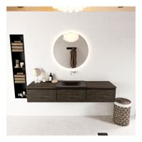 Mondiaz Bukla 180cm badmeubel met module 60 kleur dark brown met 3 lades en wastafel midden zonder kraangat kleur urban