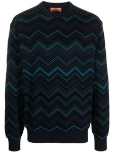 Missoni pull à motif zigzag en coton mélangé - Bleu