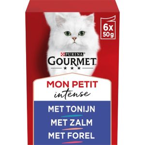GOURMET Mon Petit Intense vis met Tonijn, Zalm, Forel kattenvoer nat 6x50gr