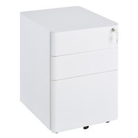 Vinsetto rolcontainer, mobiele archiefkast met 3 lades, kantoorkast, opslag, staal, wit, 39 x 48 x 59 cm - thumbnail