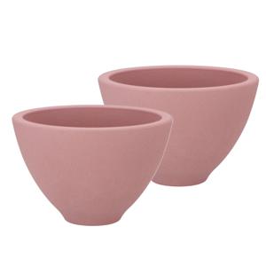 DK Design Bloempot/plantenpot - 2x - Vinci - lichtroze mat - voor kamerplant - D15 x H23 cm