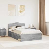 Bedframe Grijs Sonoma 120 x 190 cm Massief grenenhout
