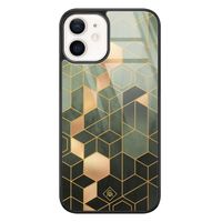 iPhone 12 glazen hardcase - Kubus groen