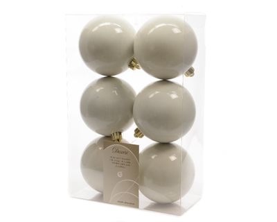 Kerstbal plastic glans-mat 80mm wolwit - Ksd