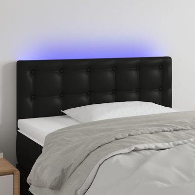 Hoofdbord LED 100x5x78/88 cm kunstleer zwart