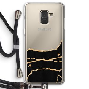 Gouden marmer: Samsung Galaxy A8 (2018) Transparant Hoesje met koord