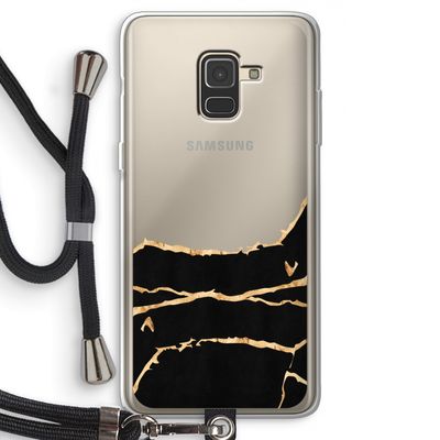 Gouden marmer: Samsung Galaxy A8 (2018) Transparant Hoesje met koord
