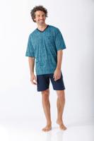 Hajo heren shortama blauw lijnpatroon