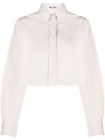 Miu Miu chemise crop à logo brodé - Tons neutres