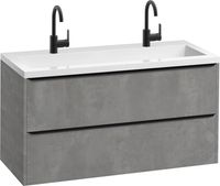 Saqu Salto Slimline voorgemonteerd badmeubel incl. wastafel 120x40cm beton grijs/zwart