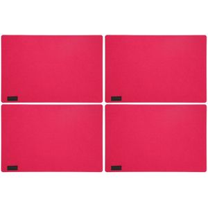 12x stuks rechthoekige placemats met ronde hoeken polyester fuchsia roze 30 x 45 cm