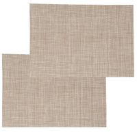 Set van 6x stuks placemats uni lichtbruin texaline 50 x 35 cm - thumbnail