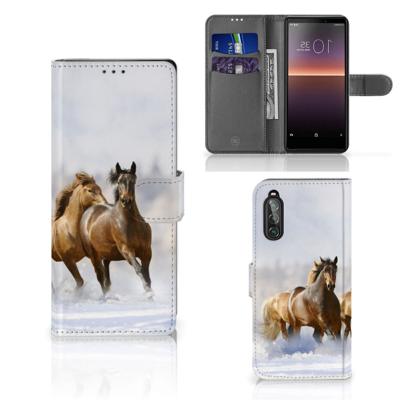 Sony Xperia 10 II | Telefoonhoesje | Met pasjeshouder | Paarden