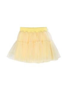 Monnalisa jupe en coton à taille à logo - Jaune