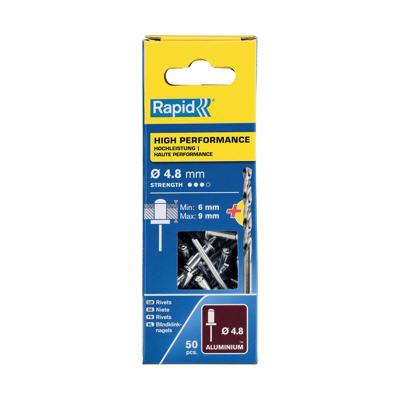 Klinknagels Rapid 5000388 Boor Ø 4,8 x 12 mm Aluminium (50 Stuks)