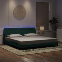 Bedframe met LED zonder matras fluweel donkergroen 200x200 cm