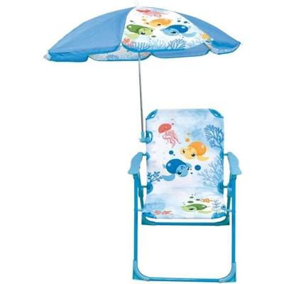 Tuinmeubelen - FUN HOUSE - Ma Petite Carapace Tortue stoel H.53 x L.38,5 x D.37,5 cm met parasol van 65 cm - Voor kinderen!