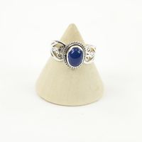 Zilveren Ring met Blauwe Onyx Maat 17 (Sterling Zilver 925)