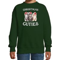 Kitten Kerst sweater / outfit Christmas cuties groen voor kinderen