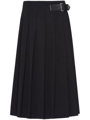 Prada minijupe plissée en gabardine - Noir